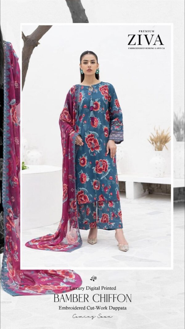 Embroidered Boring Lawn 24 Unstitch 3 pcs Collection